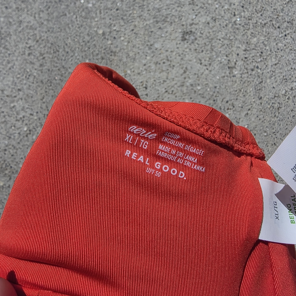 aerie Bright Red Ribbed Knot-Front Bralette - Picture 3 of 3